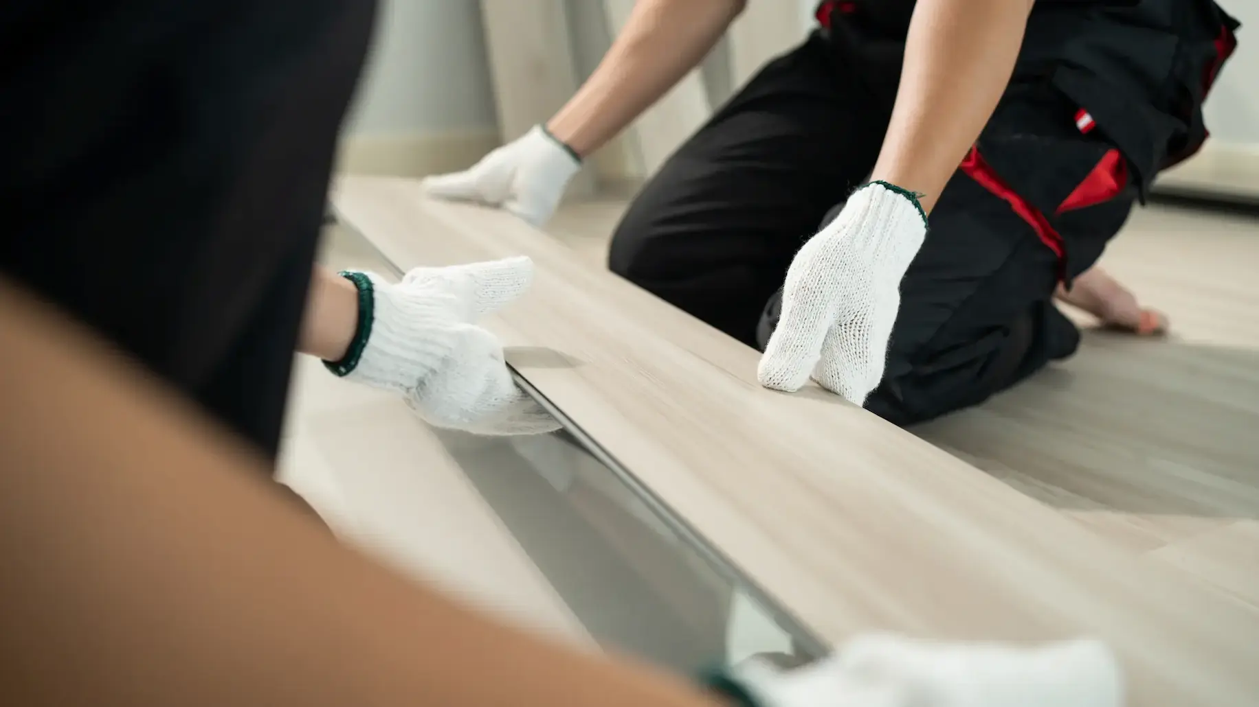 close up of craftsman worker installs