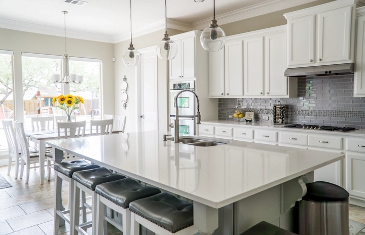 Corner kitchen with modern furniture