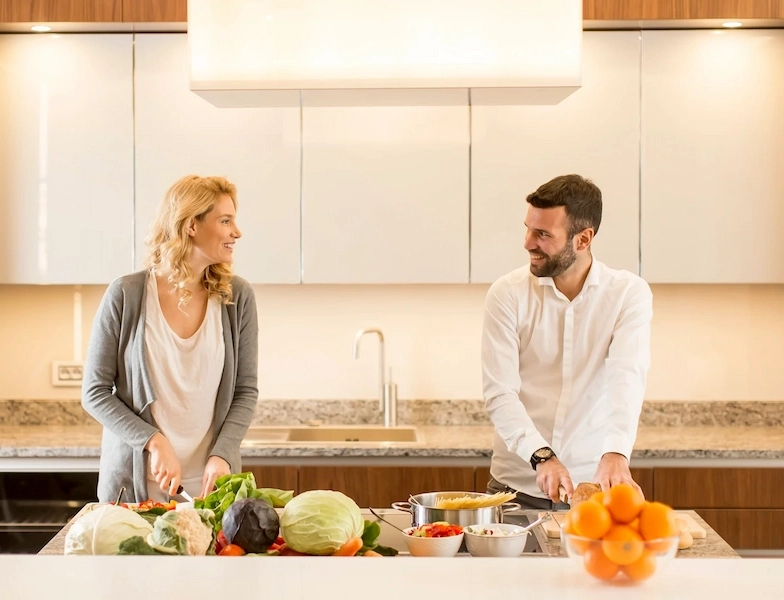Couple cooking in a modern kitchen