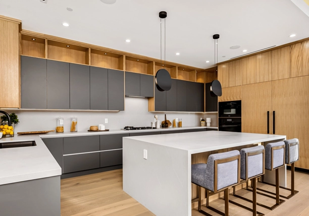 modern kitchen interior-with a large island