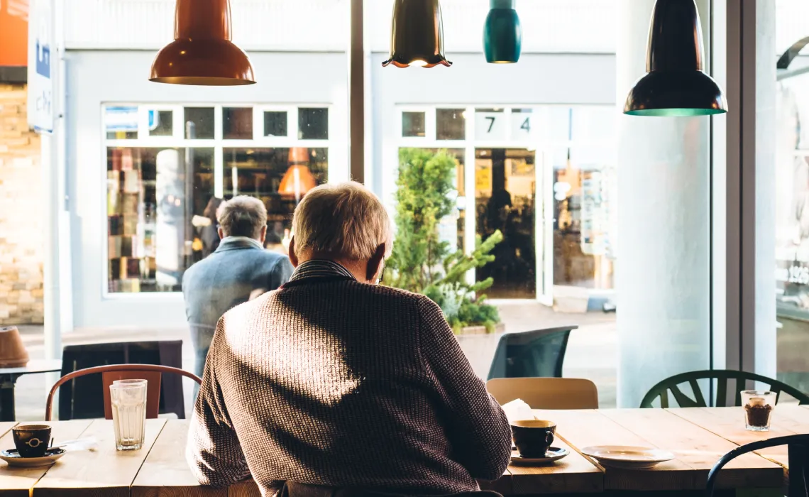 man table cafe coffee