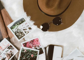 Flat lay coffee desk