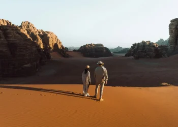 People walking desert