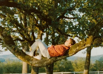 Person resting in hammock