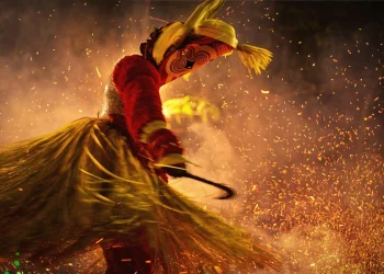 Traditional dancer with sparks
