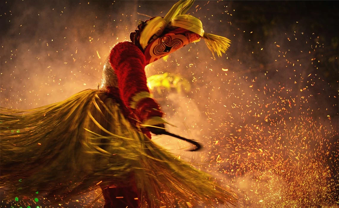 Traditional dancer with sparks