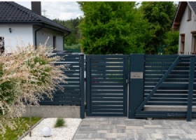 A modern panel black fence