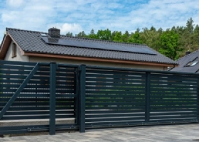 A modern panel black fence in anthracite