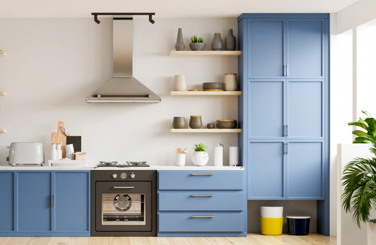Blue Modern kitchen set interior