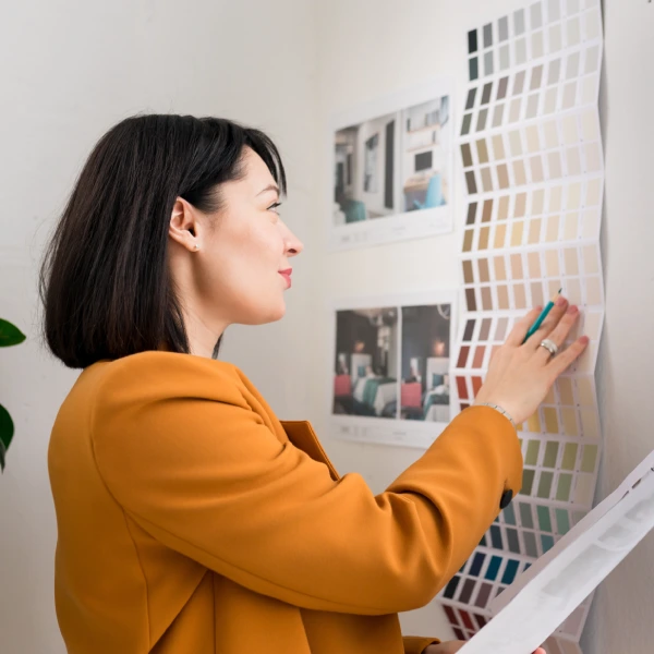 Pensive freelancer architect woman working