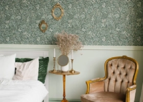 The interior of a neoclassical bedroom