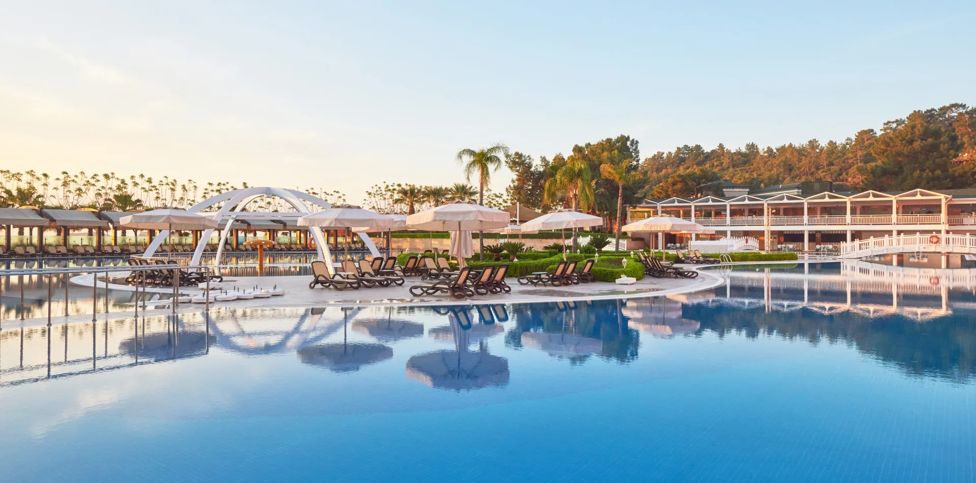 swimming pool and beach of luxury hotel