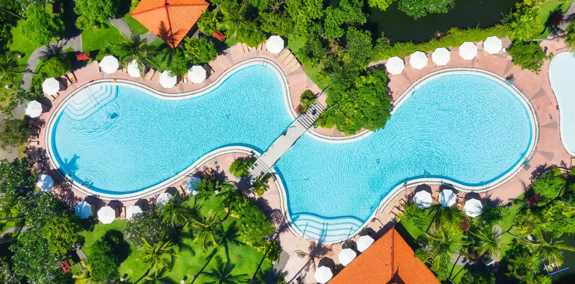 aerial view at the pool