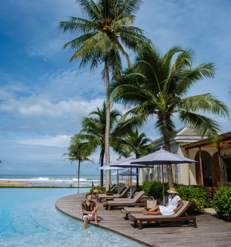 young couple men and women at the swimming