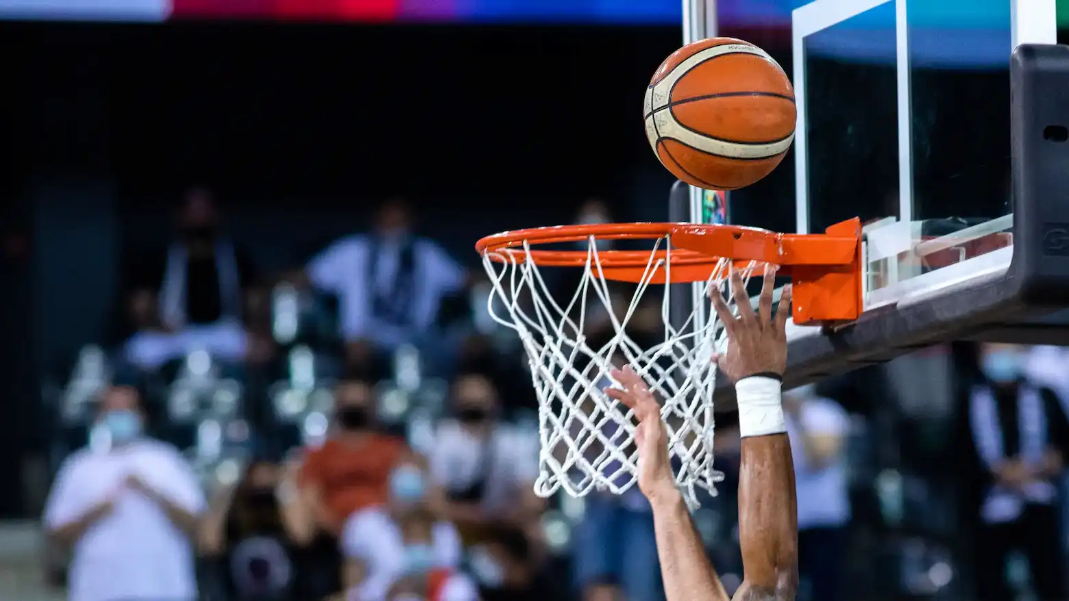 basketball going through hoop during