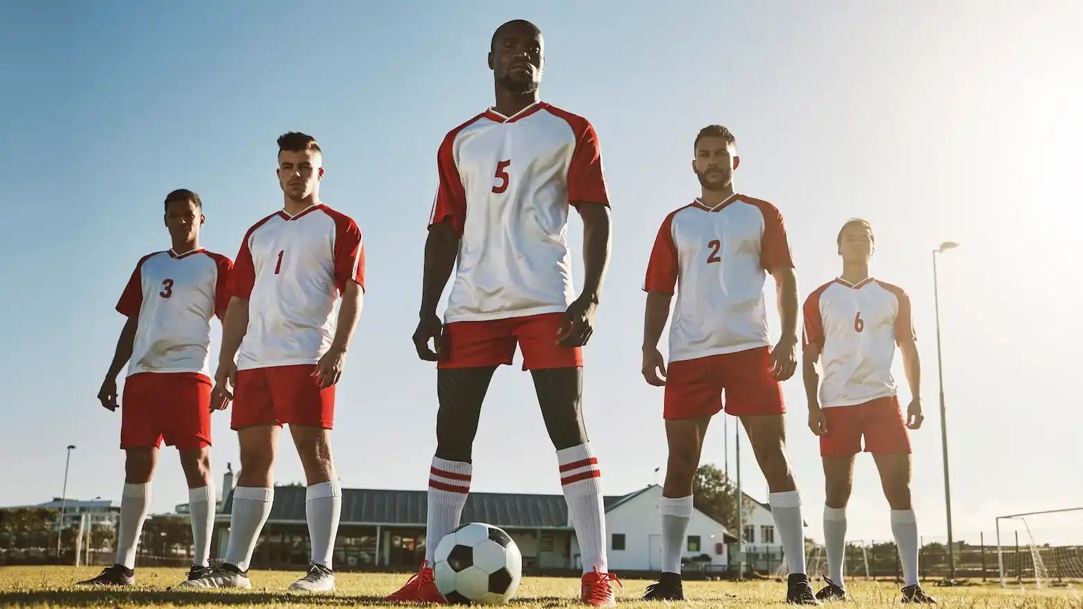 soccer player team and sports training