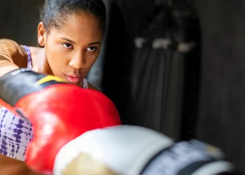 strong and fit female boxer
