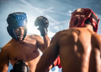 two young professional boxer having a competition