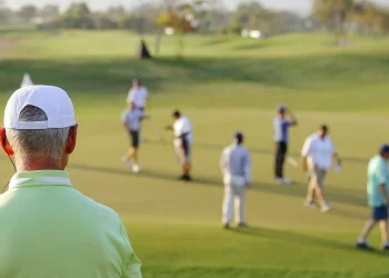 view from behind of a golf honorary observer