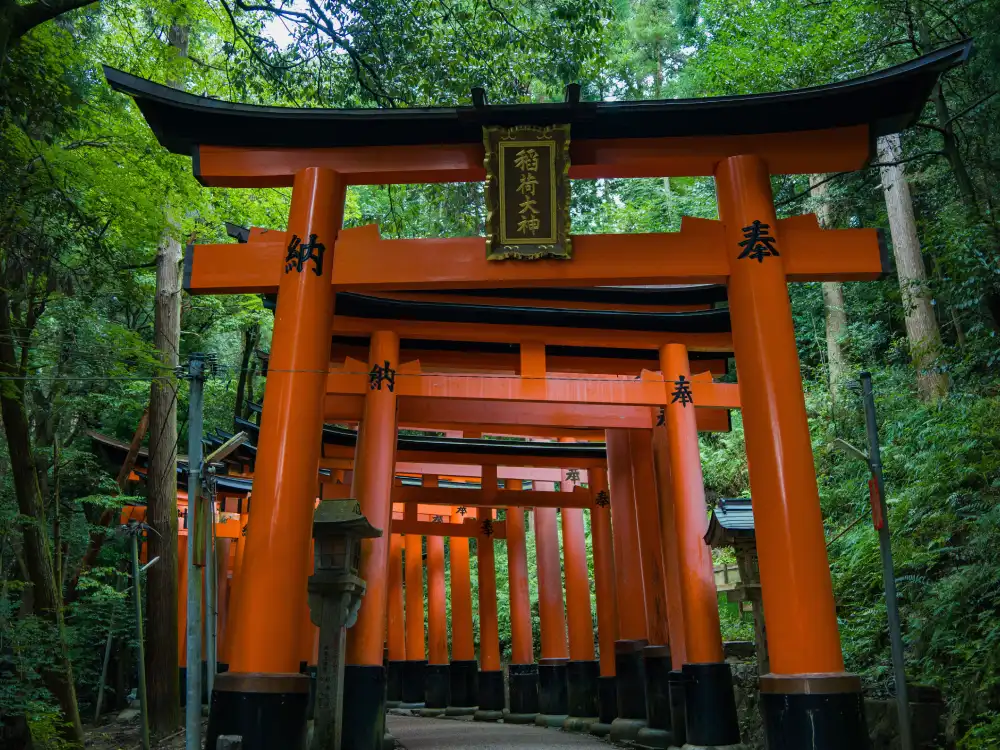 The iconic red torii gates at Fushimi Inari Shrine