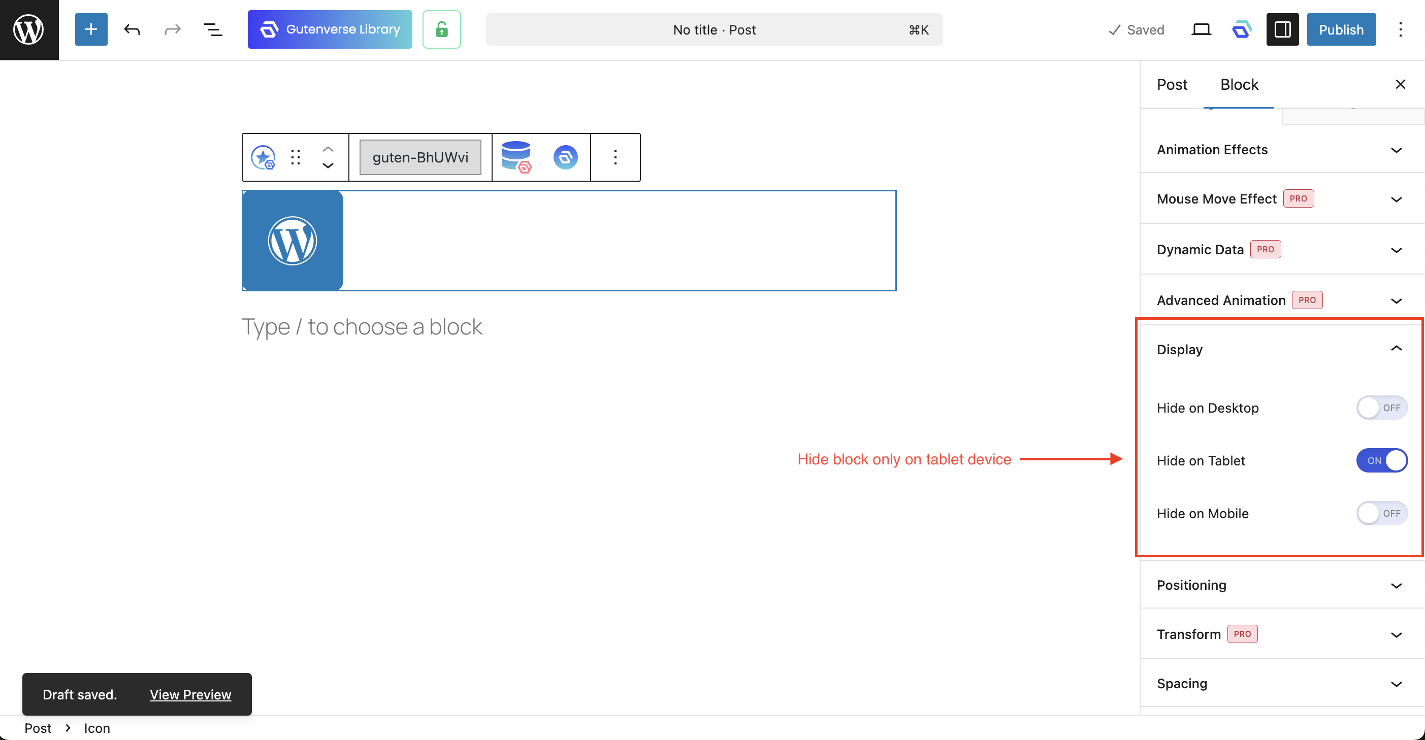 Responsive display setting