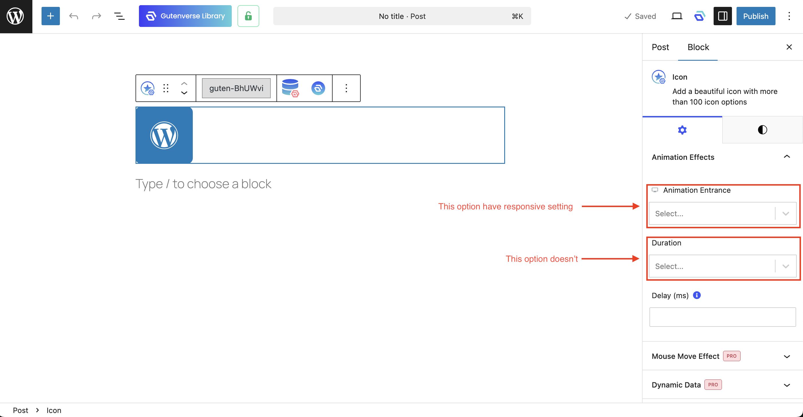 Some option doesn't have responsive setting