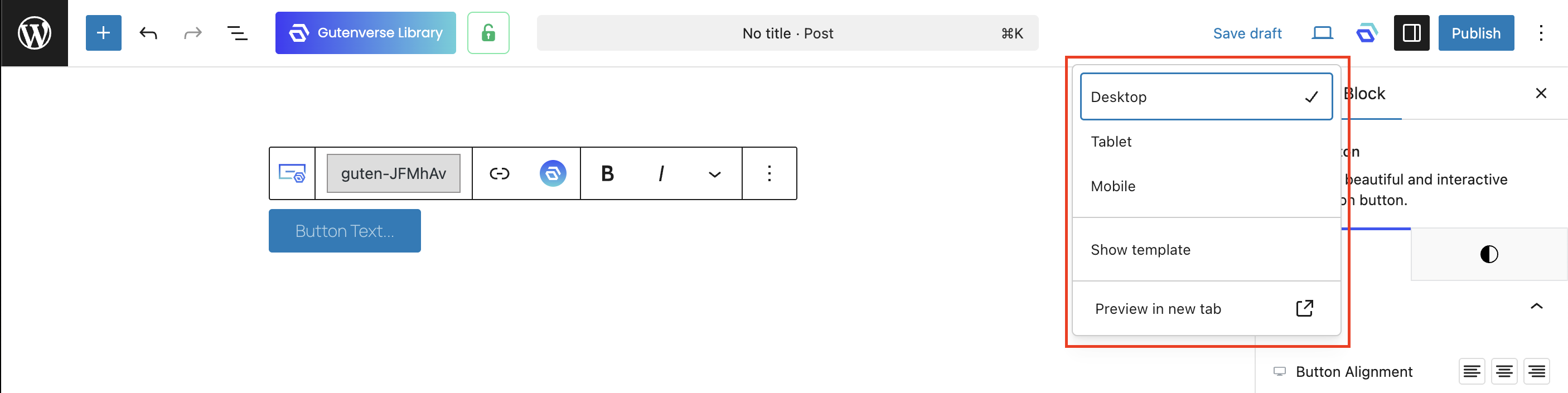 Select breakpoint from preview button